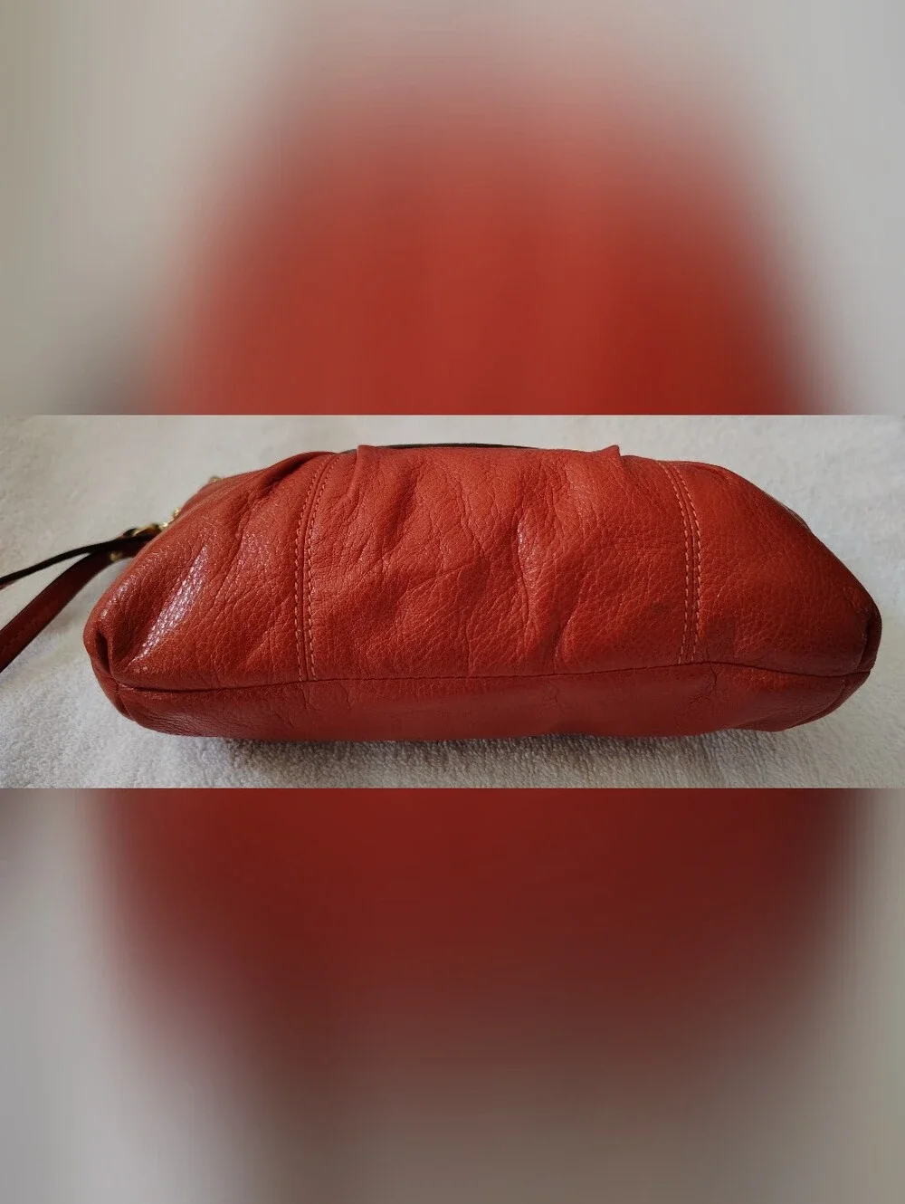 Coach Burnt Orange Pebbled Leather Shoulder Bag/Gold Hardware 8.5